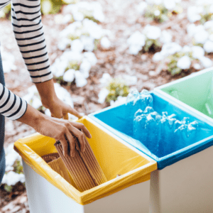 Woman recycling